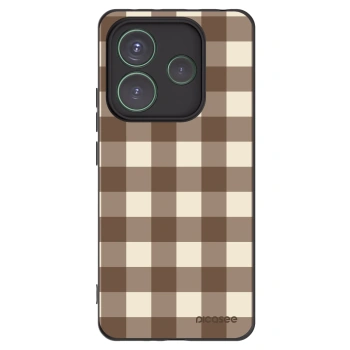 Picasee silikonový černý obal pro Xiaomi Redmi Note 14 5G - Brown grid