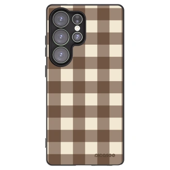 Picasee silikonový černý obal pro Samsung Galaxy S25 Ultra 5G - Brown grid