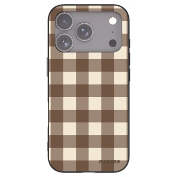 Picasee silikonový černý obal pro Apple iPhone 17 Pro - Brown grid