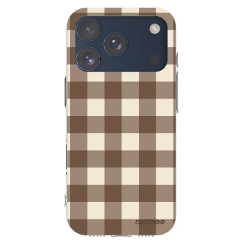 Picasee silikonový průhledný obal pro Apple iPhone 17 Pro - Brown grid