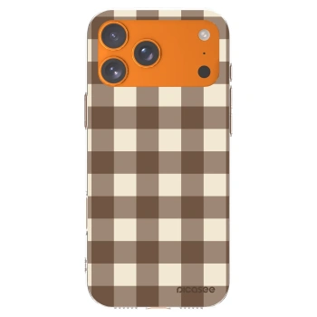 Picasee silikonový průhledný obal pro Apple iPhone 17 Pro Max - Brown grid