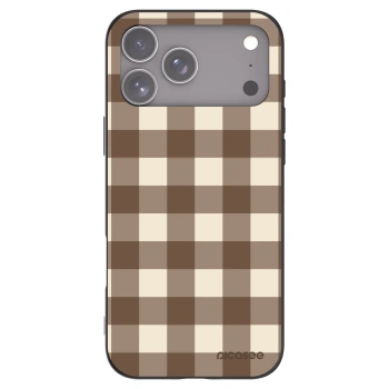 Picasee silikonový černý obal pro Apple iPhone 17 Pro Max - Brown grid
