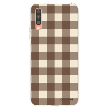 Picasee silikonový průhledný obal pro Samsung Galaxy A70 A705F - Brown grid