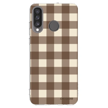 Picasee silikonový průhledný obal pro Huawei P30 Lite - Brown grid