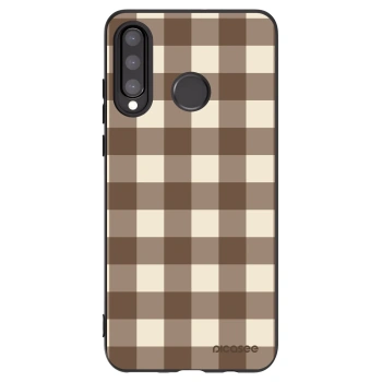 Picasee silikonový černý obal pro Huawei P30 Lite - Brown grid