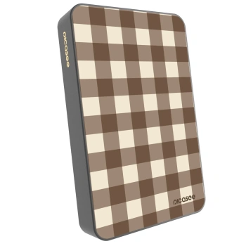 Picasee Powerbanka s MagSafe 10 000 mAh Šedá - Brown grid