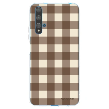 Picasee silikonový průhledný obal pro Huawei Nova 5T - Brown grid