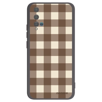 Picasee silikonový černý obal pro Huawei Nova 5T - Brown grid