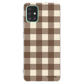 Picasee silikonový průhledný obal pro Samsung Galaxy A51 A515F - Brown grid