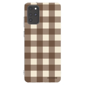 Picasee silikonový průhledný obal pro Samsung Galaxy S20+ G985F - Brown grid