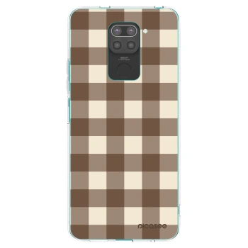 Picasee silikonový černý obal pro Xiaomi Redmi Note 9 - Brown grid