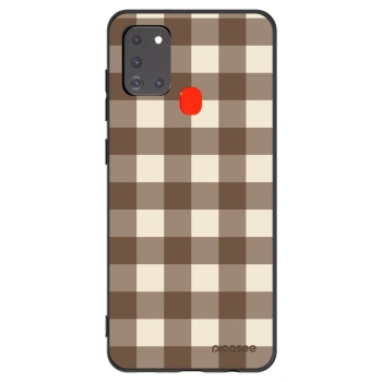 Picasee silikonový černý obal pro Samsung Galaxy A21s - Brown grid