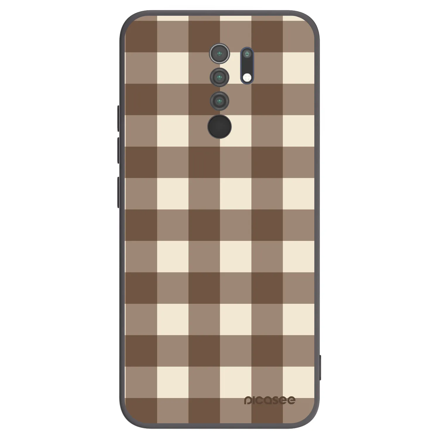 Picasee silikonový černý obal pro Xiaomi Redmi 9 - Brown grid