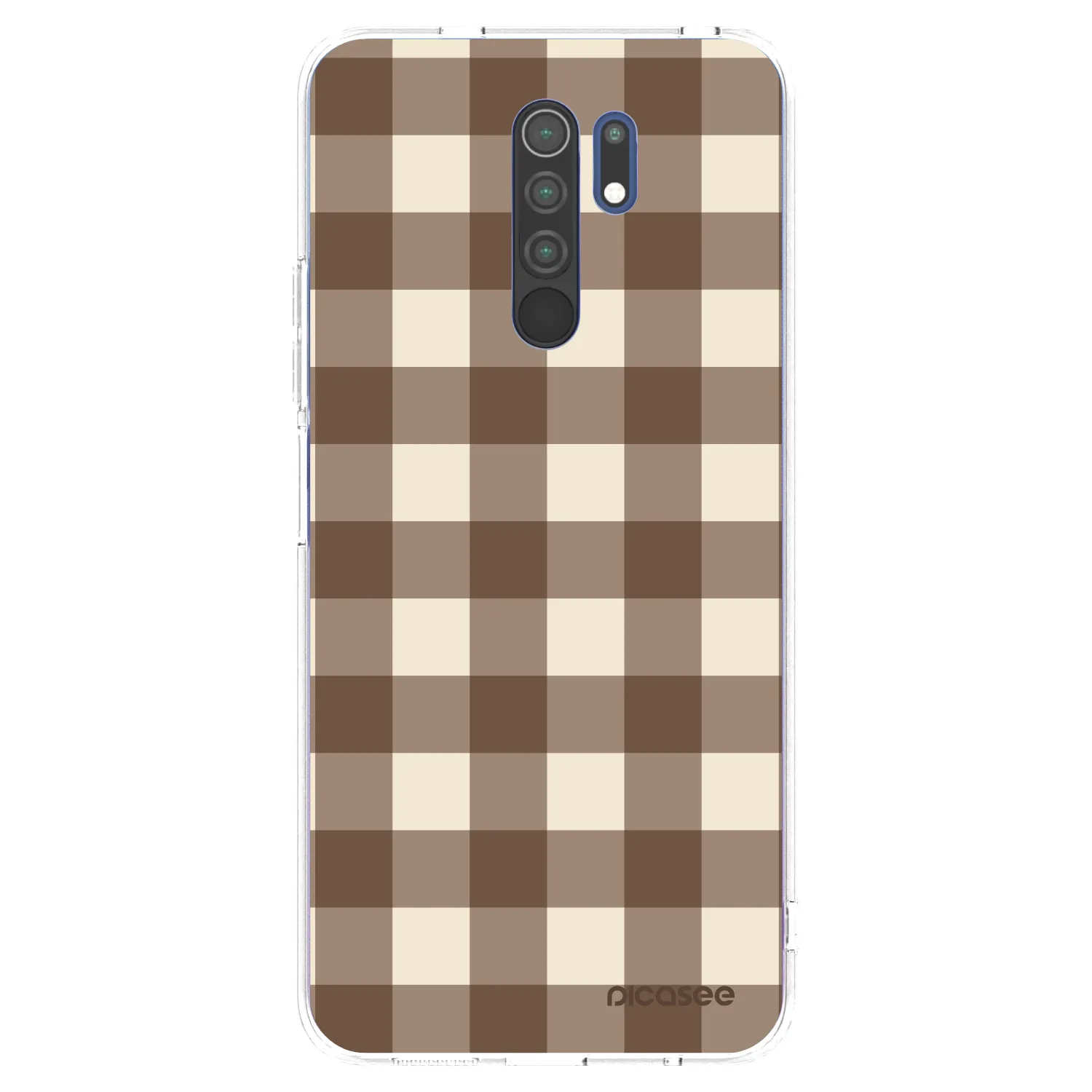 Picasee silikonový průhledný obal pro Xiaomi Redmi 9 - Brown grid