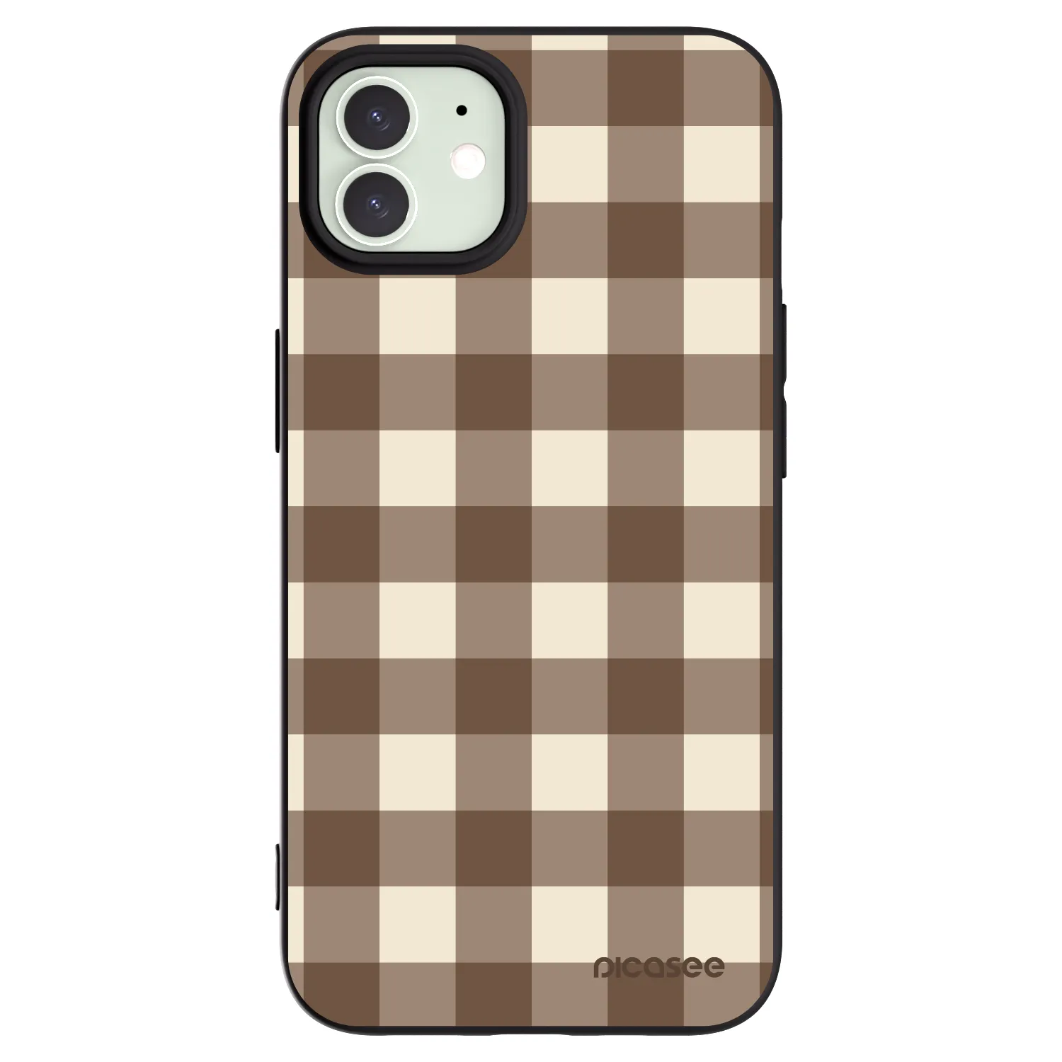 Picasee silikonový černý obal pro Apple iPhone 12 - Brown grid
