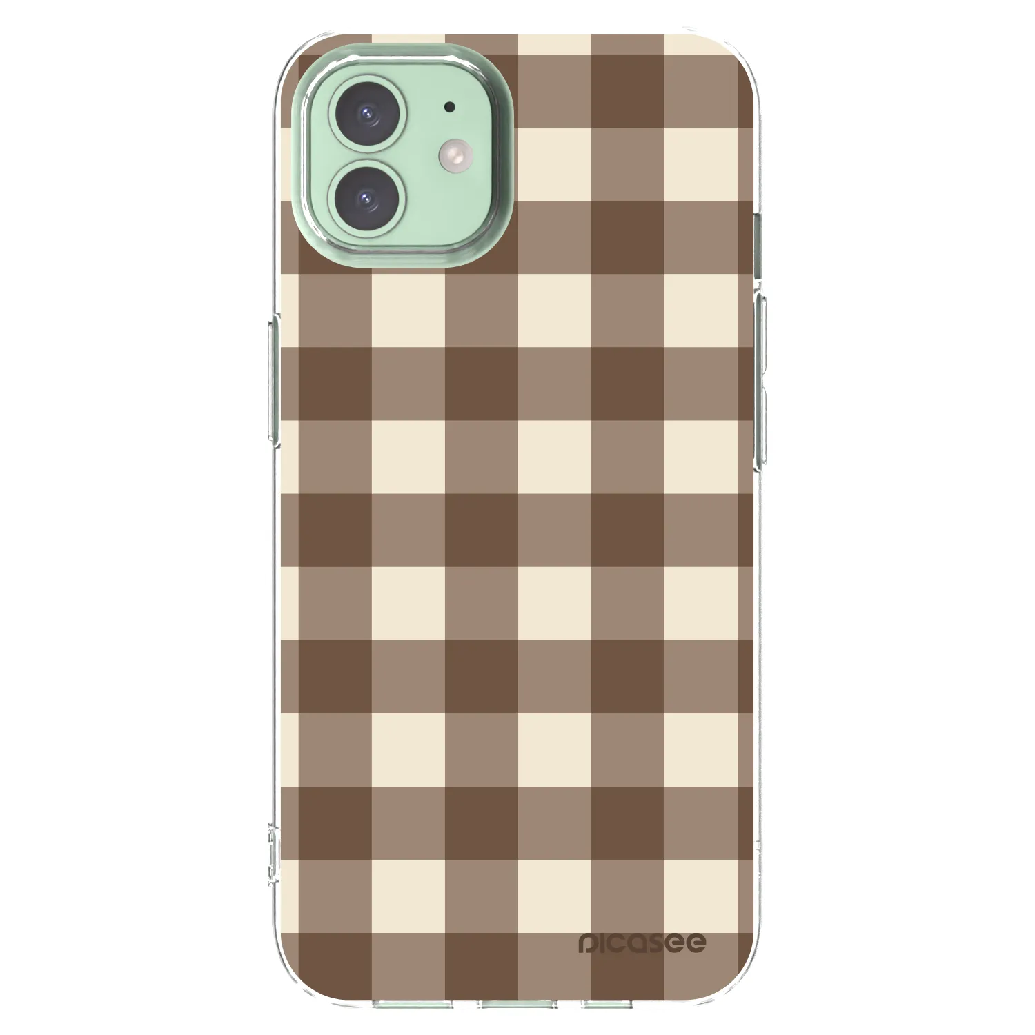Picasee silikonový průhledný obal pro Apple iPhone 12 - Brown grid