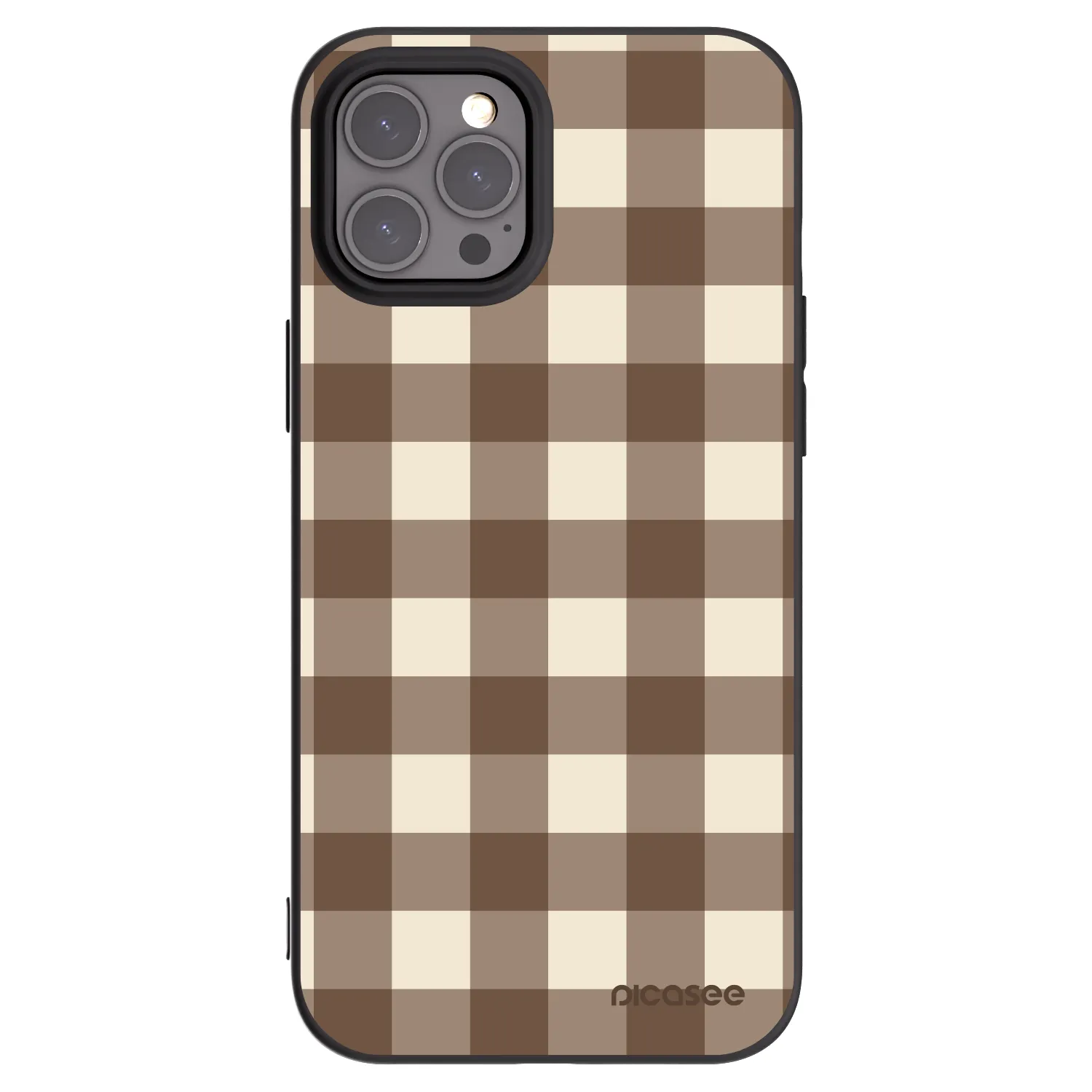 Picasee silikonový černý obal pro Apple iPhone 12 Pro Max - Brown grid