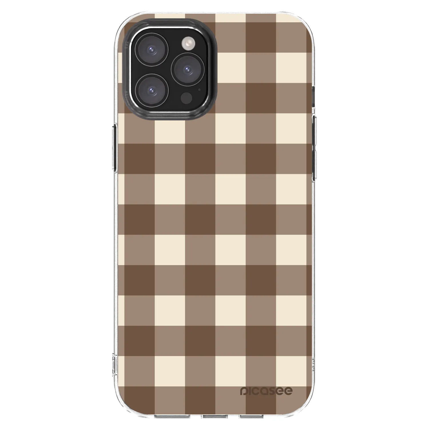 Picasee silikonový průhledný obal pro Apple iPhone 12 Pro Max - Brown grid