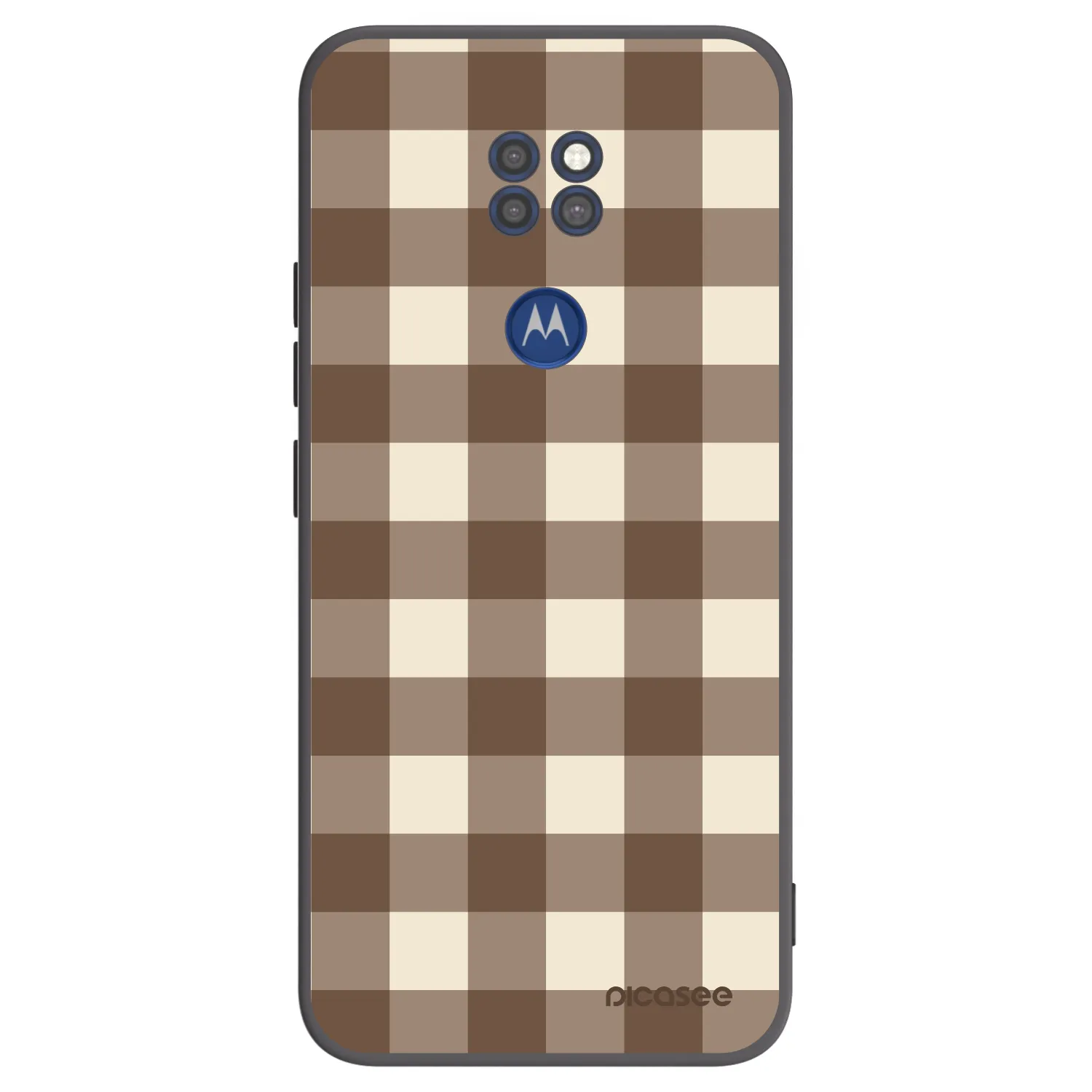 Picasee silikonový černý obal pro Motorola Moto G9 Play - Brown grid