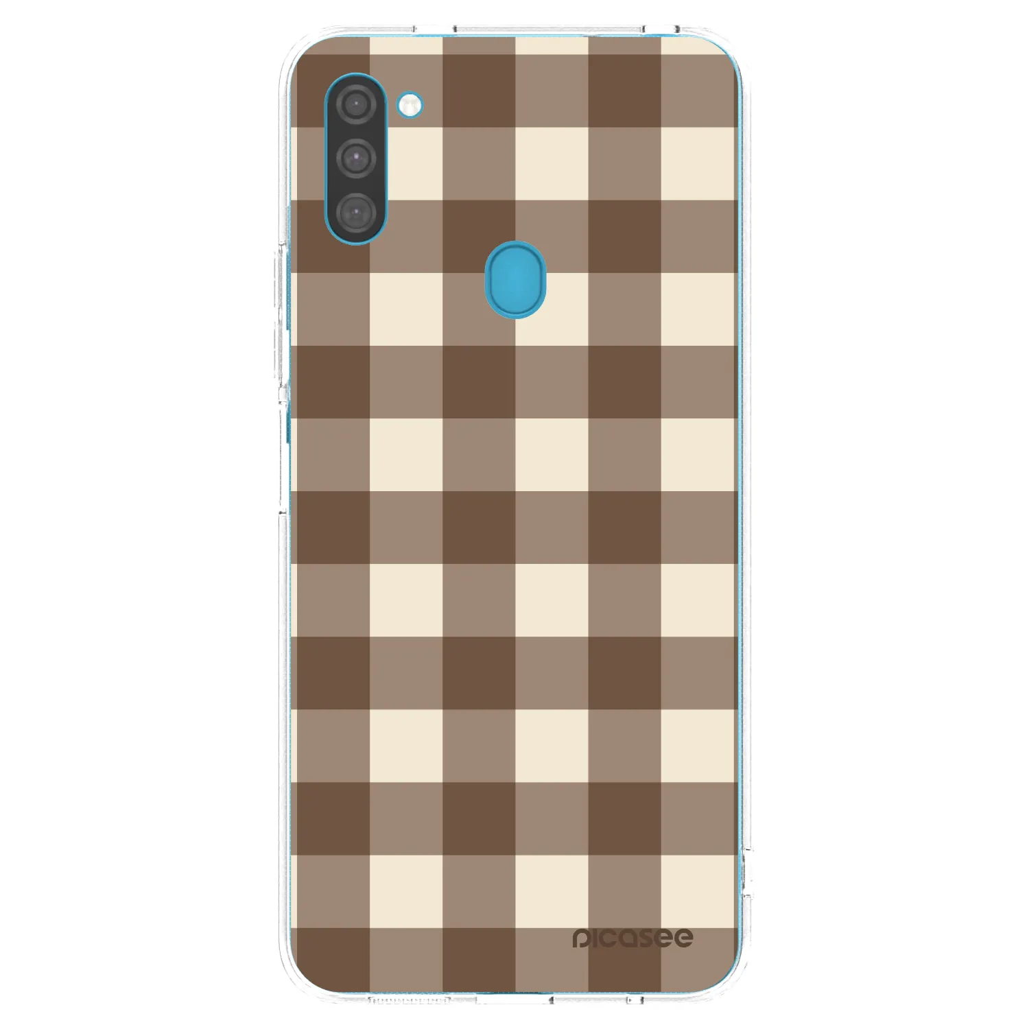 Picasee silikonový průhledný obal pro Samsung Galaxy M11 - Brown grid