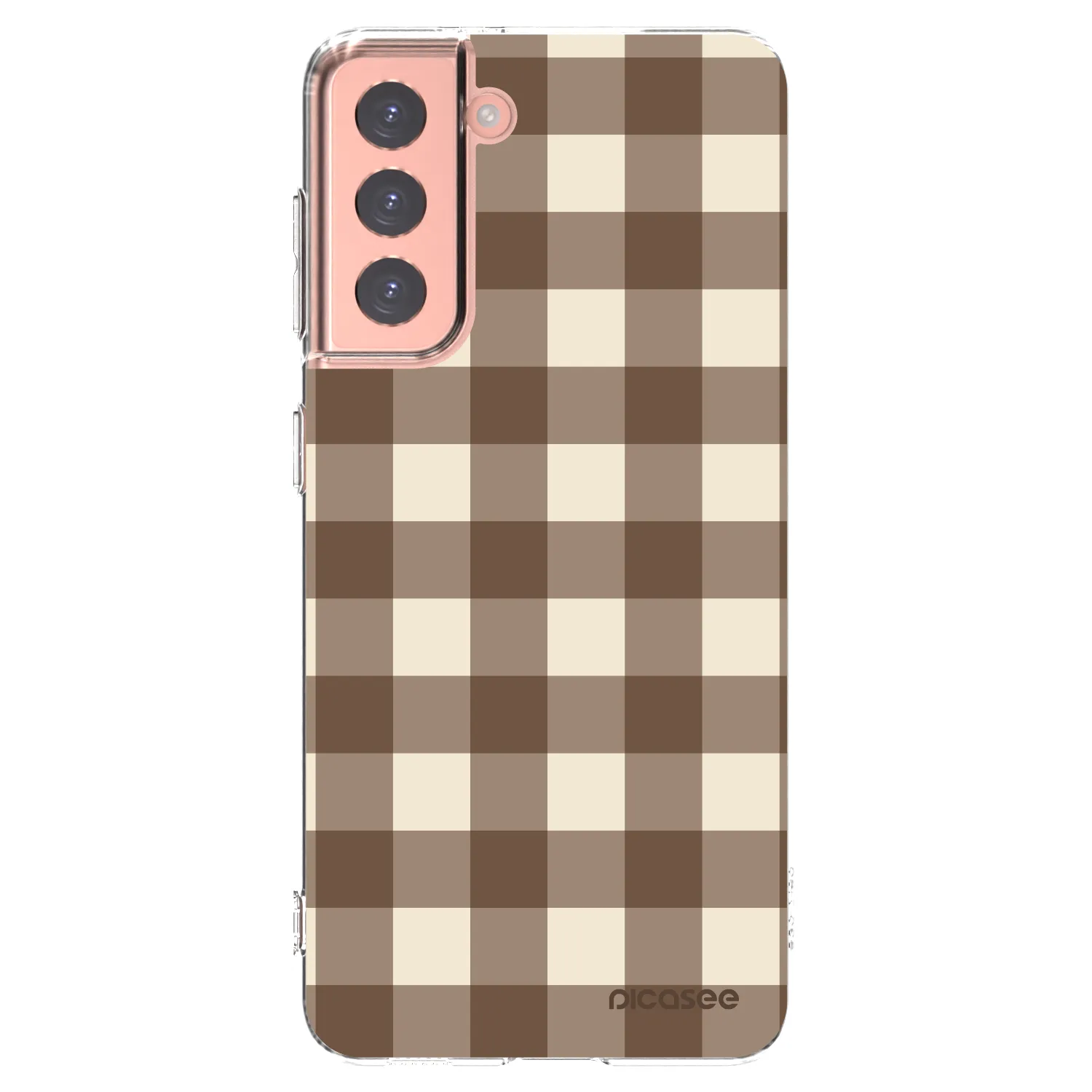 Picasee silikonový průhledný obal pro Samsung Galaxy S21 5G G991B - Brown grid