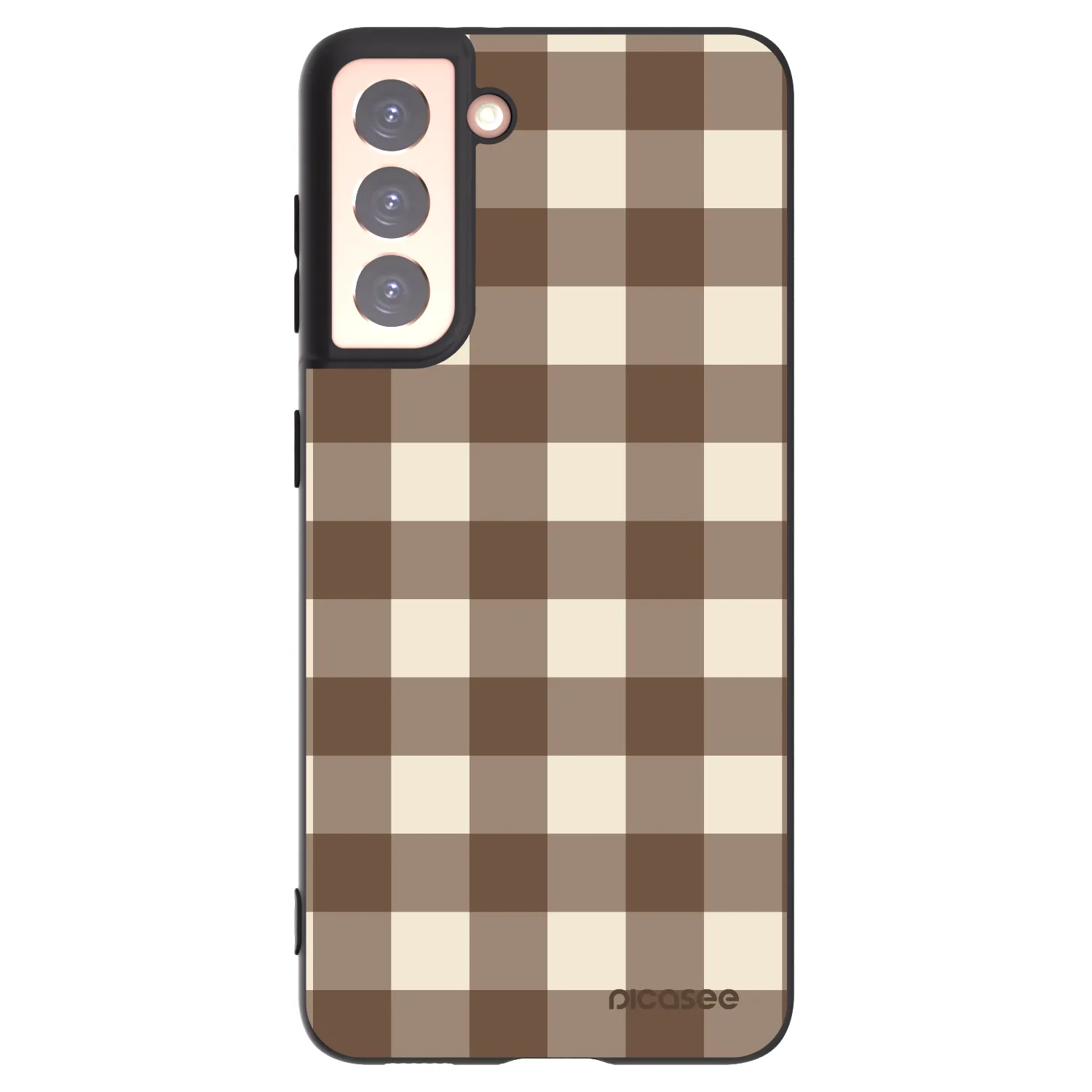 Picasee silikonový černý obal pro Samsung Galaxy S21 5G G991B - Brown grid
