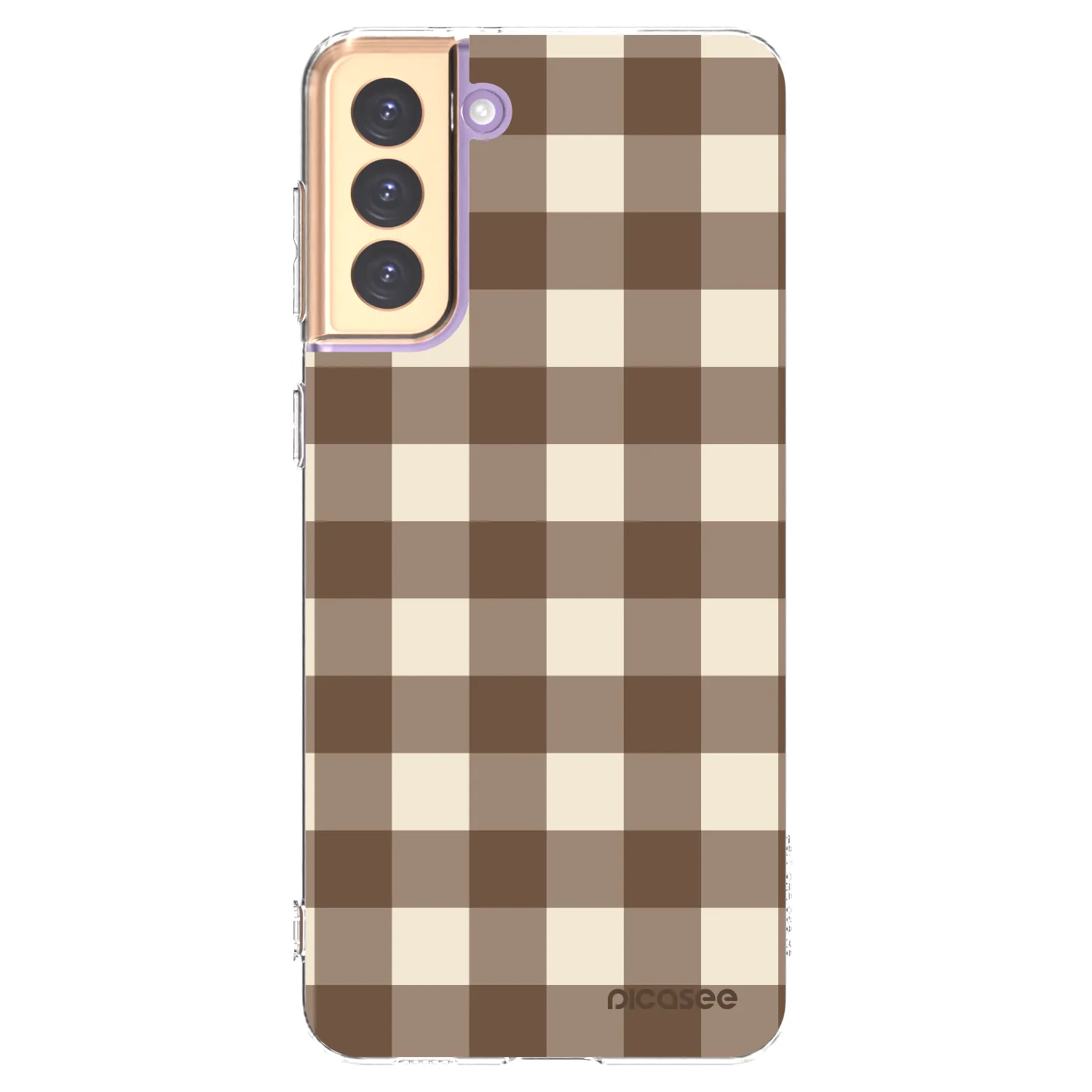 Picasee silikonový průhledný obal pro Samsung Galaxy S21+ 5G G996F - Brown grid
