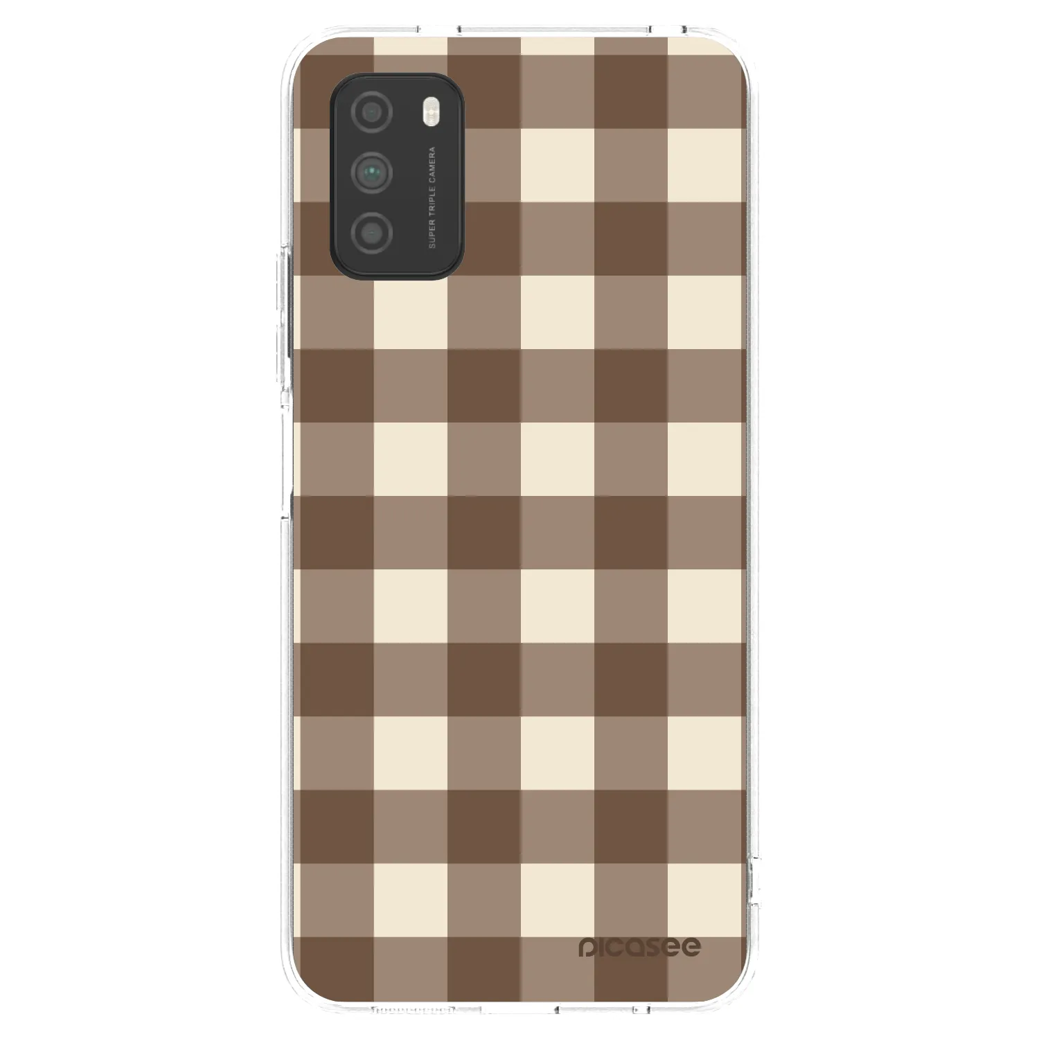 Picasee silikonový průhledný obal pro Xiaomi Poco M3 - Brown grid