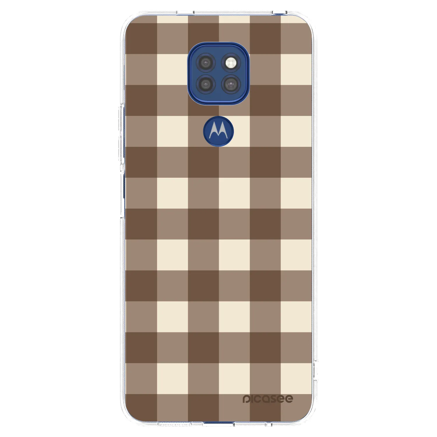 Picasee silikonový průhledný obal pro Motorola Moto G9 Play - Brown grid