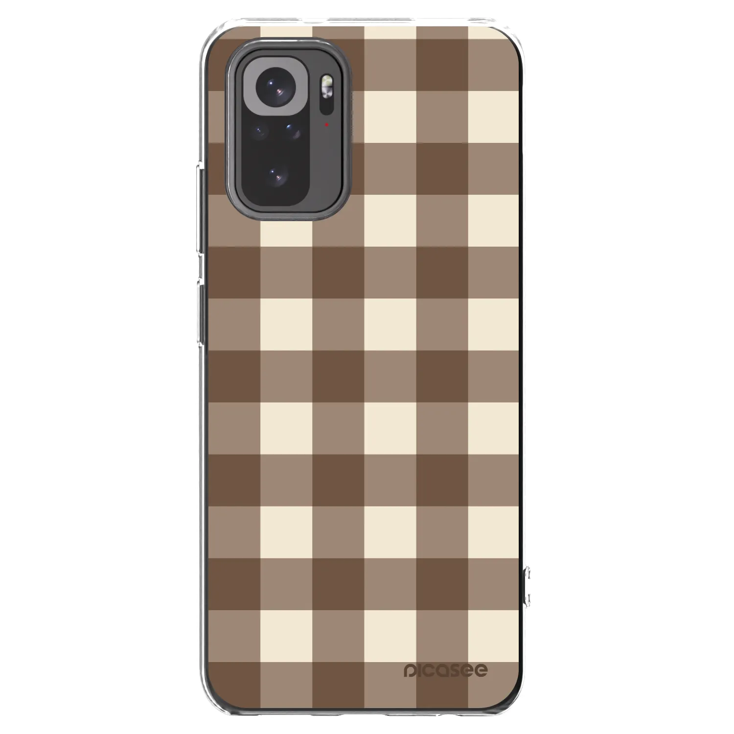 Picasee silikonový průhledný obal pro Xiaomi Redmi Note 10S - Brown grid