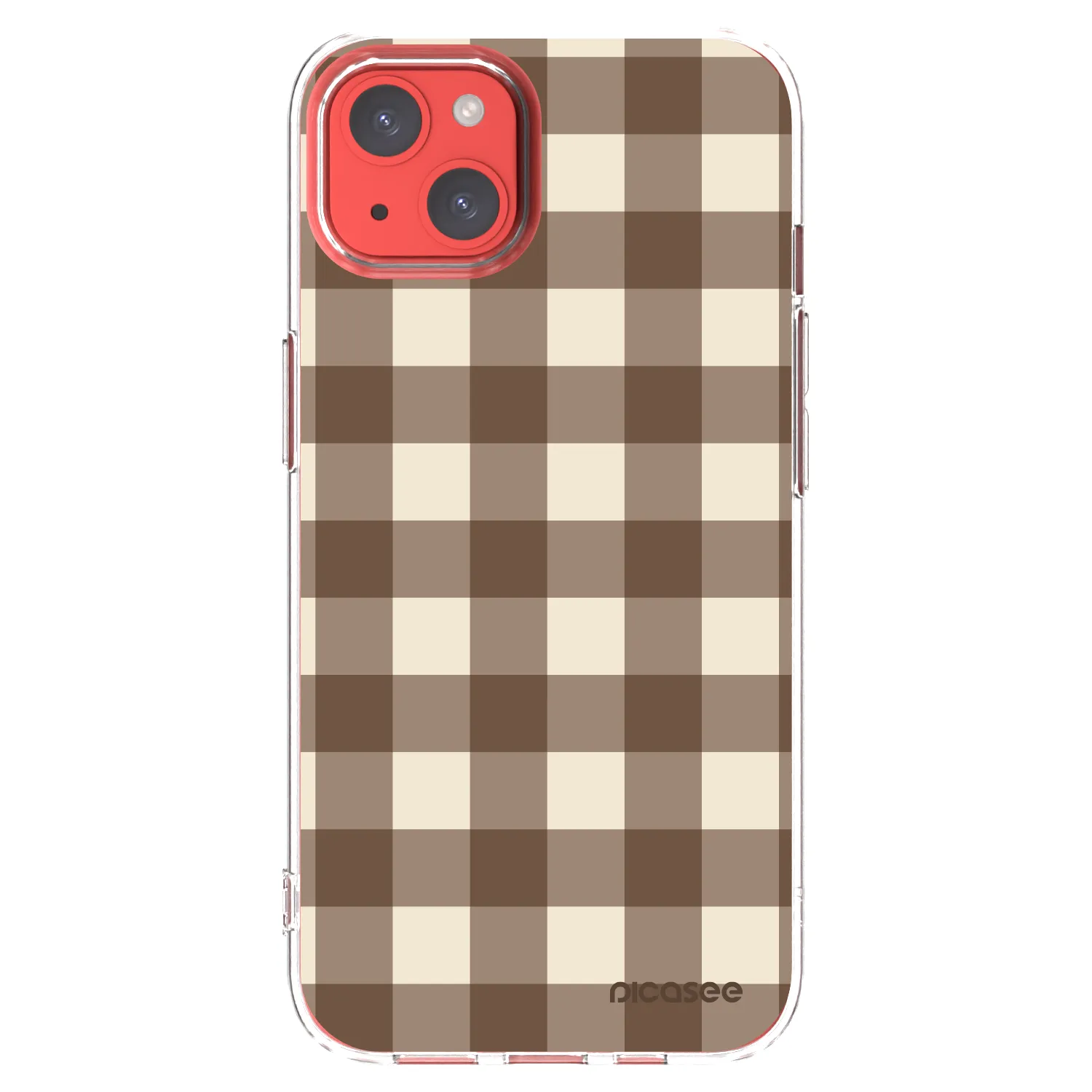 Picasee silikonový průhledný obal pro Apple iPhone 13 - Brown grid