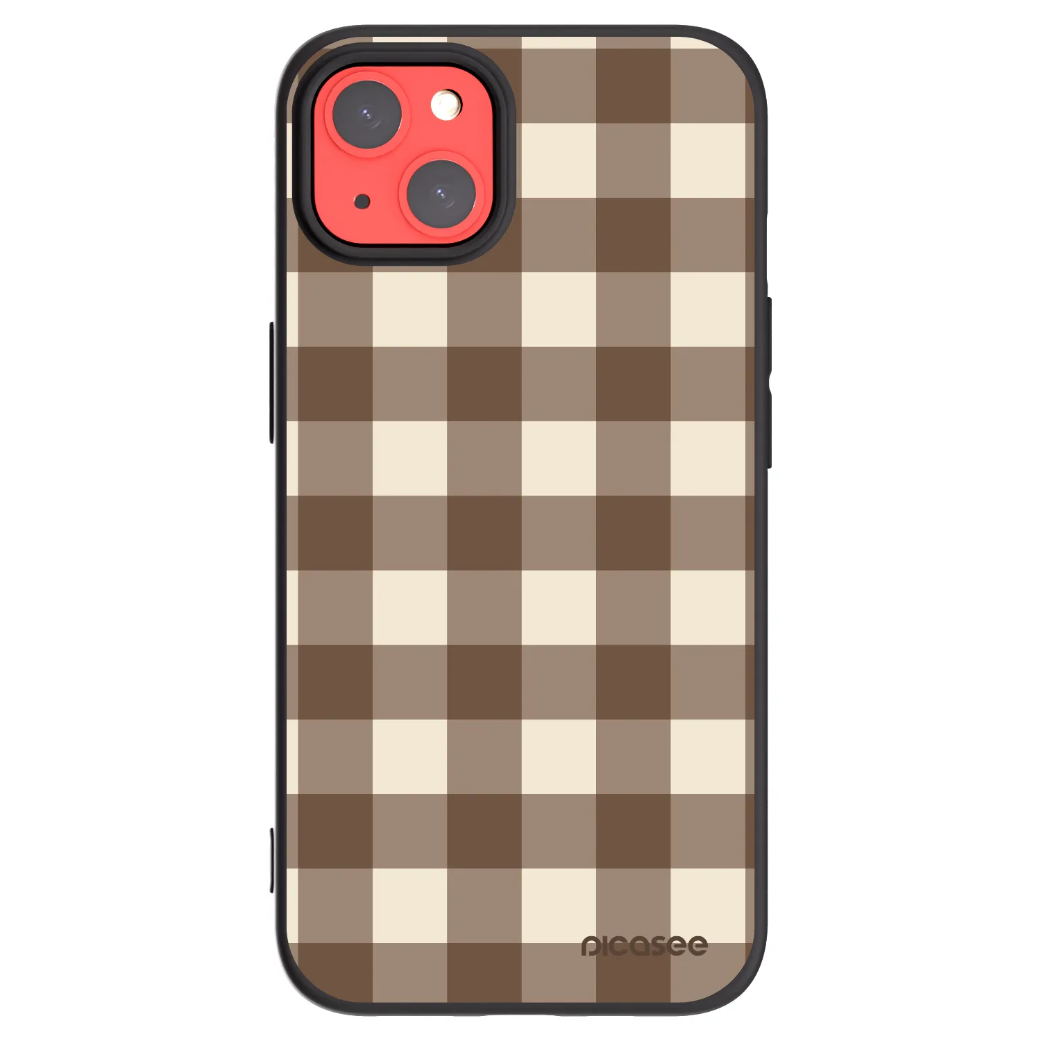 Picasee silikonový černý obal pro Apple iPhone 13 - Brown grid
