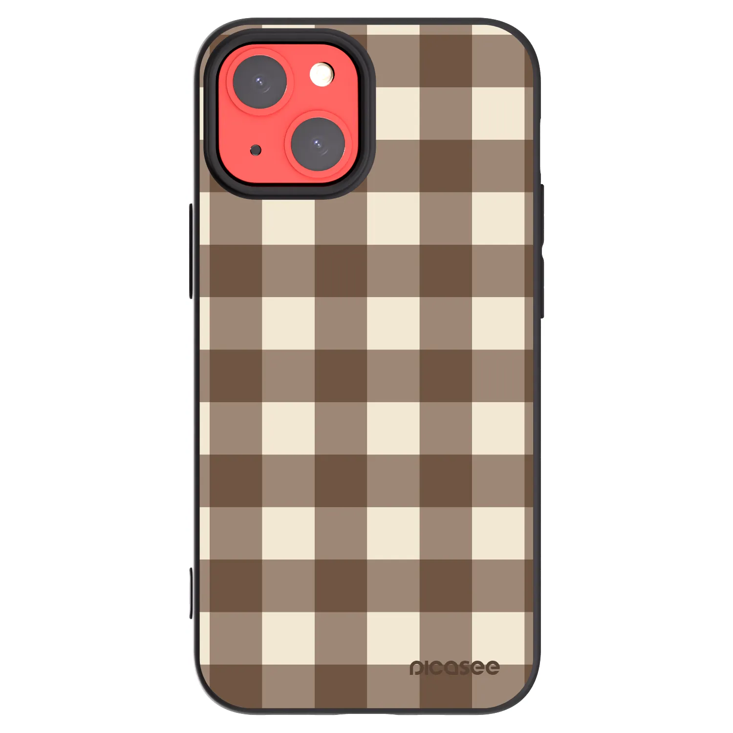 Picasee silikonový černý obal pro Apple iPhone 13 mini - Brown grid