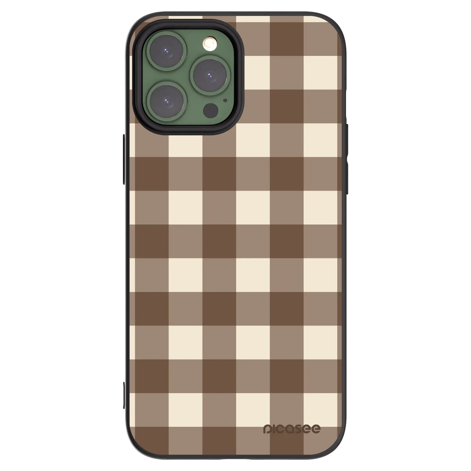Picasee silikonový černý obal pro Apple iPhone 13 Pro Max - Brown grid