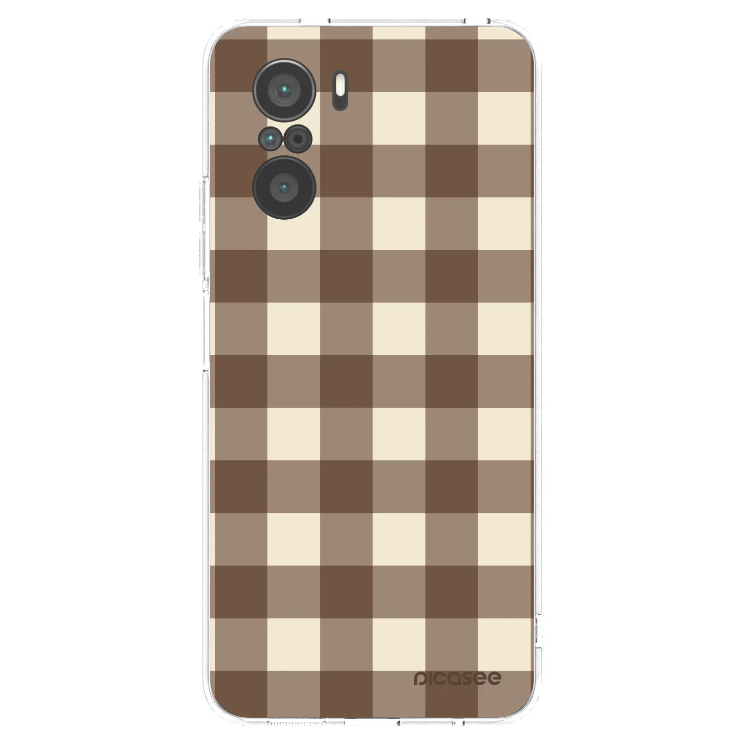 Picasee silikonový průhledný obal pro Xiaomi Poco F3 - Brown grid