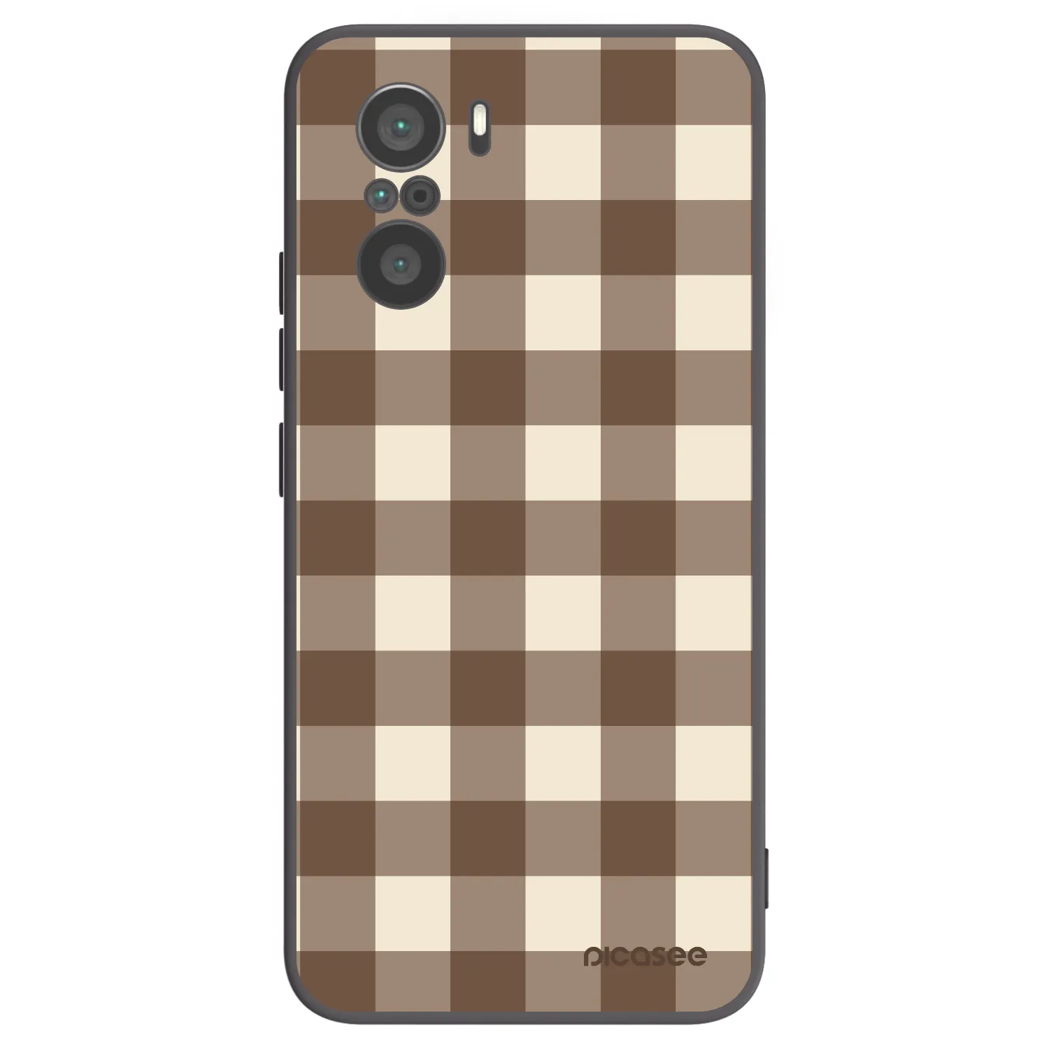 Picasee silikonový černý obal pro Xiaomi Poco F3 - Brown grid