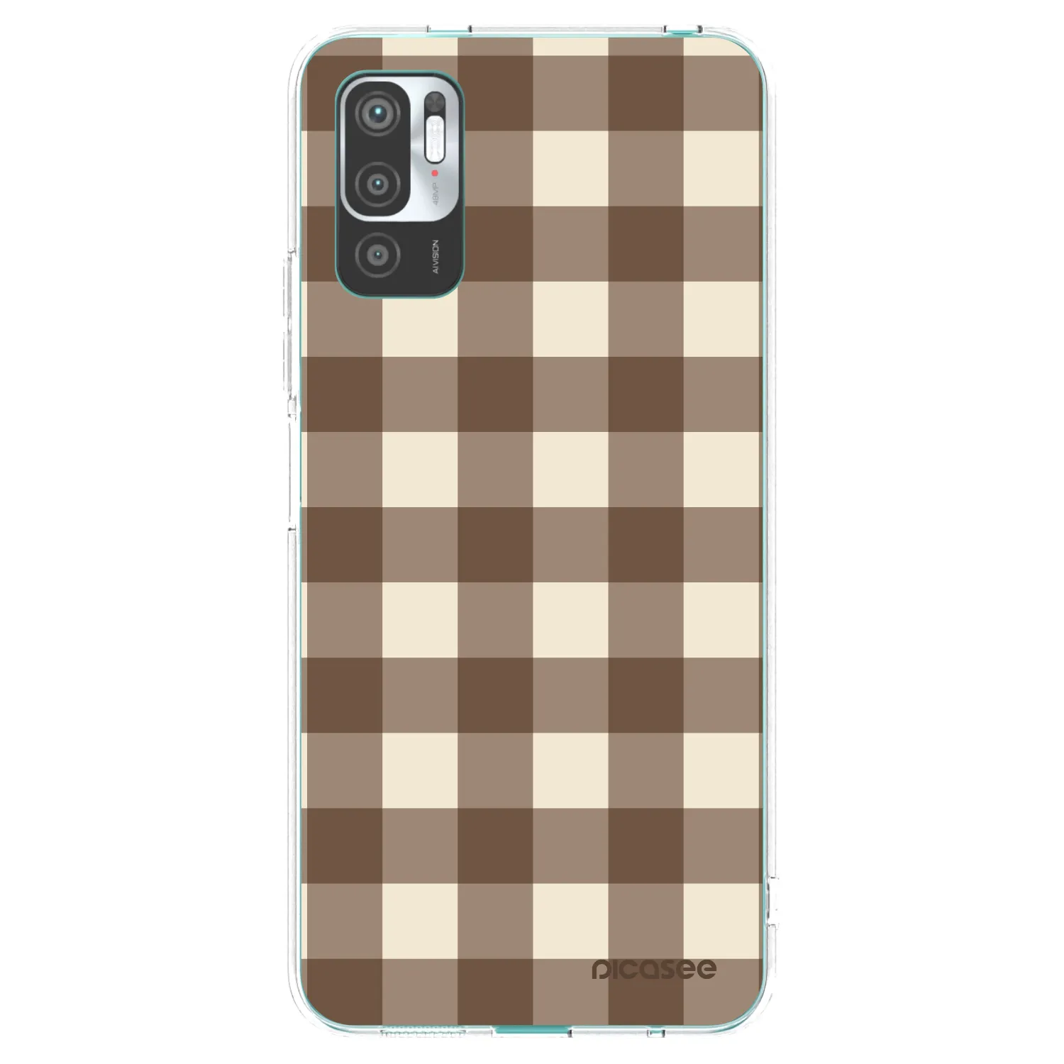 Picasee silikonový průhledný obal pro Xiaomi Redmi Note 10 5G - Brown grid