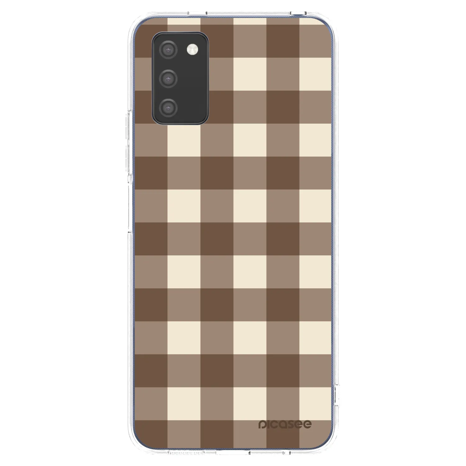 Picasee silikonový průhledný obal pro Samsung Galaxy A02s A025G - Brown grid