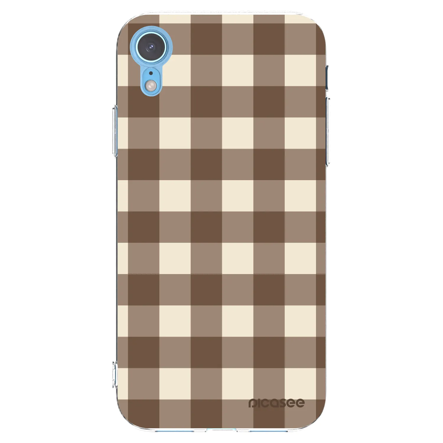 Picasee silikonový průhledný obal pro Apple iPhone XR - Brown grid