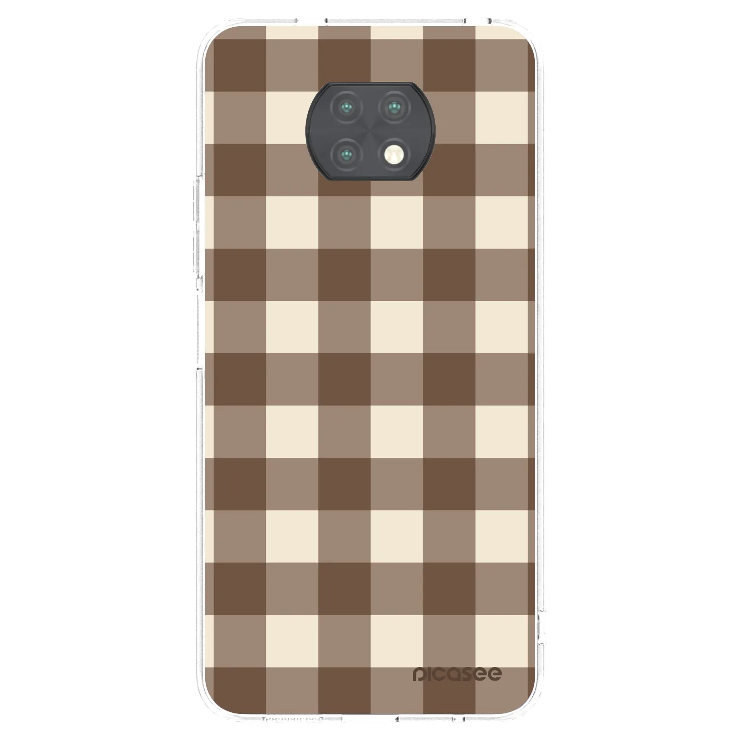 Picasee silikonový průhledný obal pro Xiaomi Redmi Note 9T - Brown grid