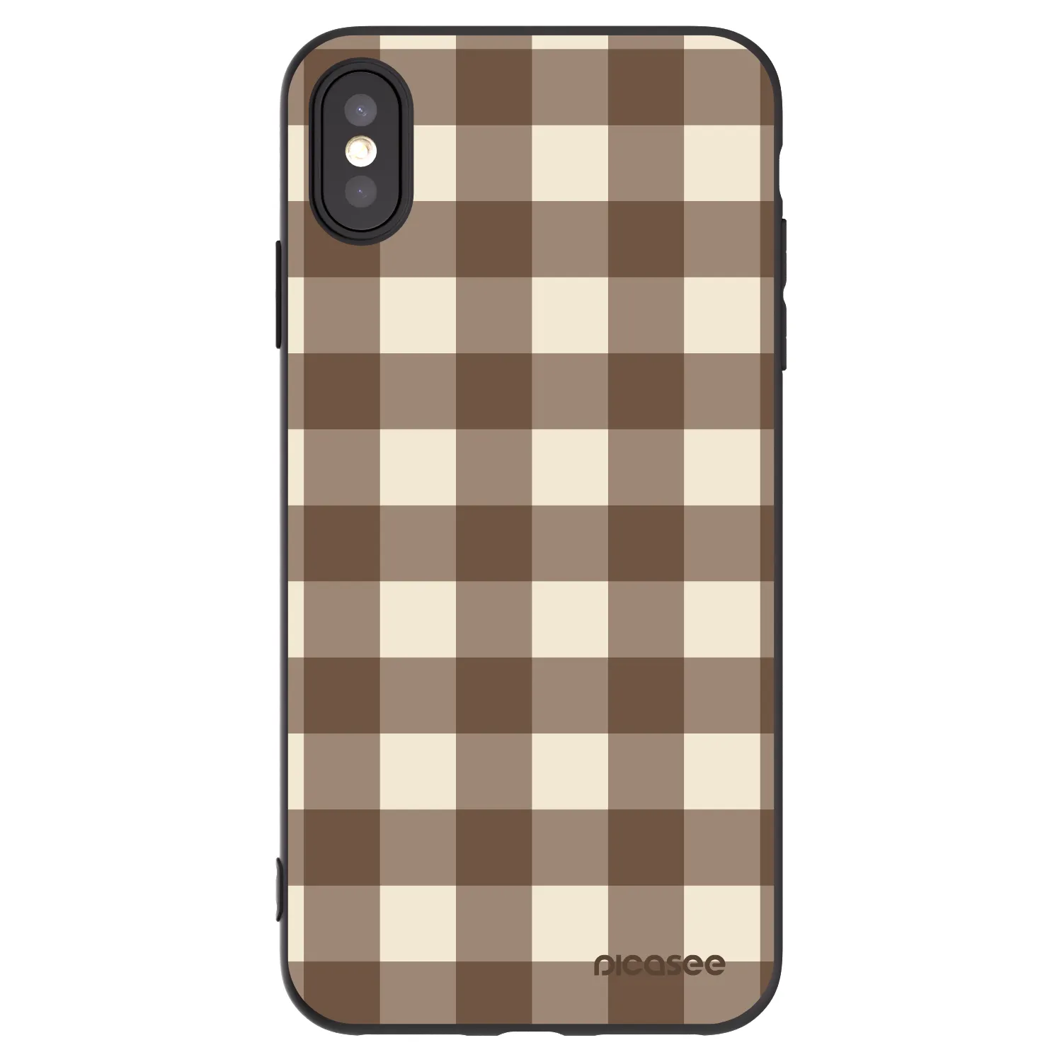 Picasee silikonový černý obal pro Apple iPhone XS Max - Brown grid