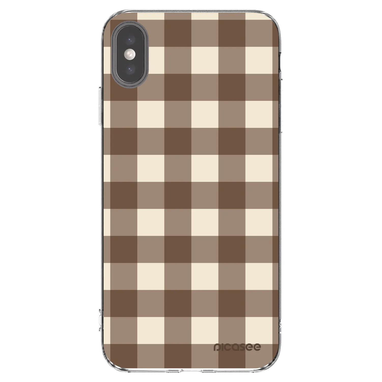 Picasee silikonový průhledný obal pro Apple iPhone XS Max - Brown grid