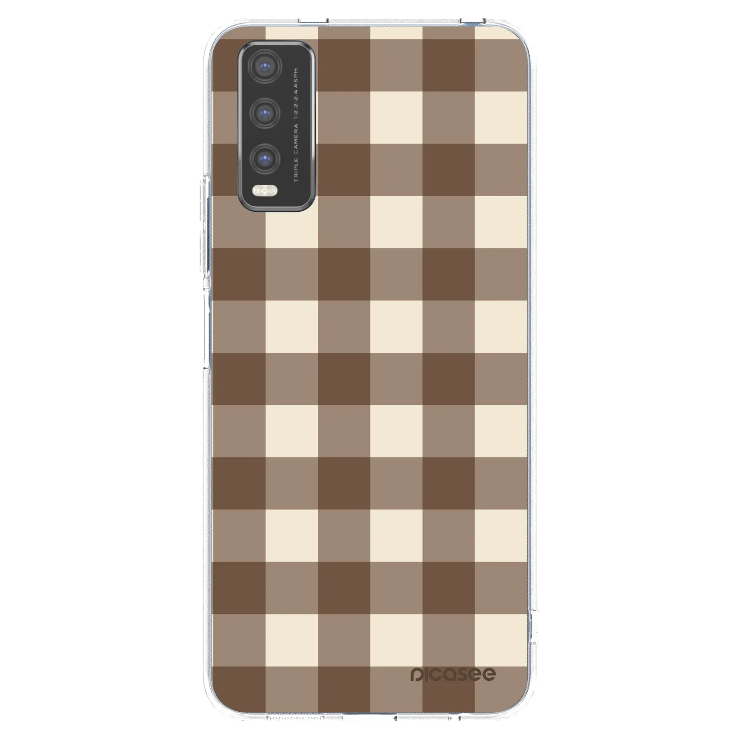 Picasee silikonový průhledný obal pro Vivo Y20s - Brown grid