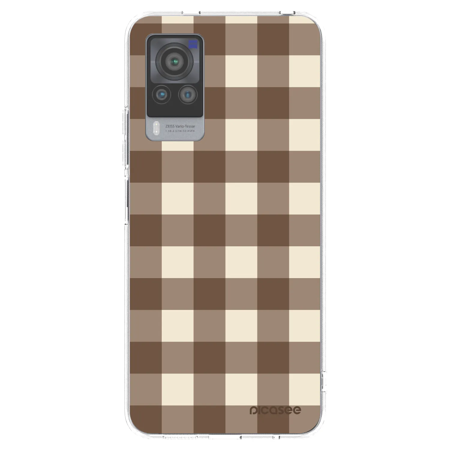 Picasee silikonový průhledný obal pro Vivo X60 Pro 5G - Brown grid