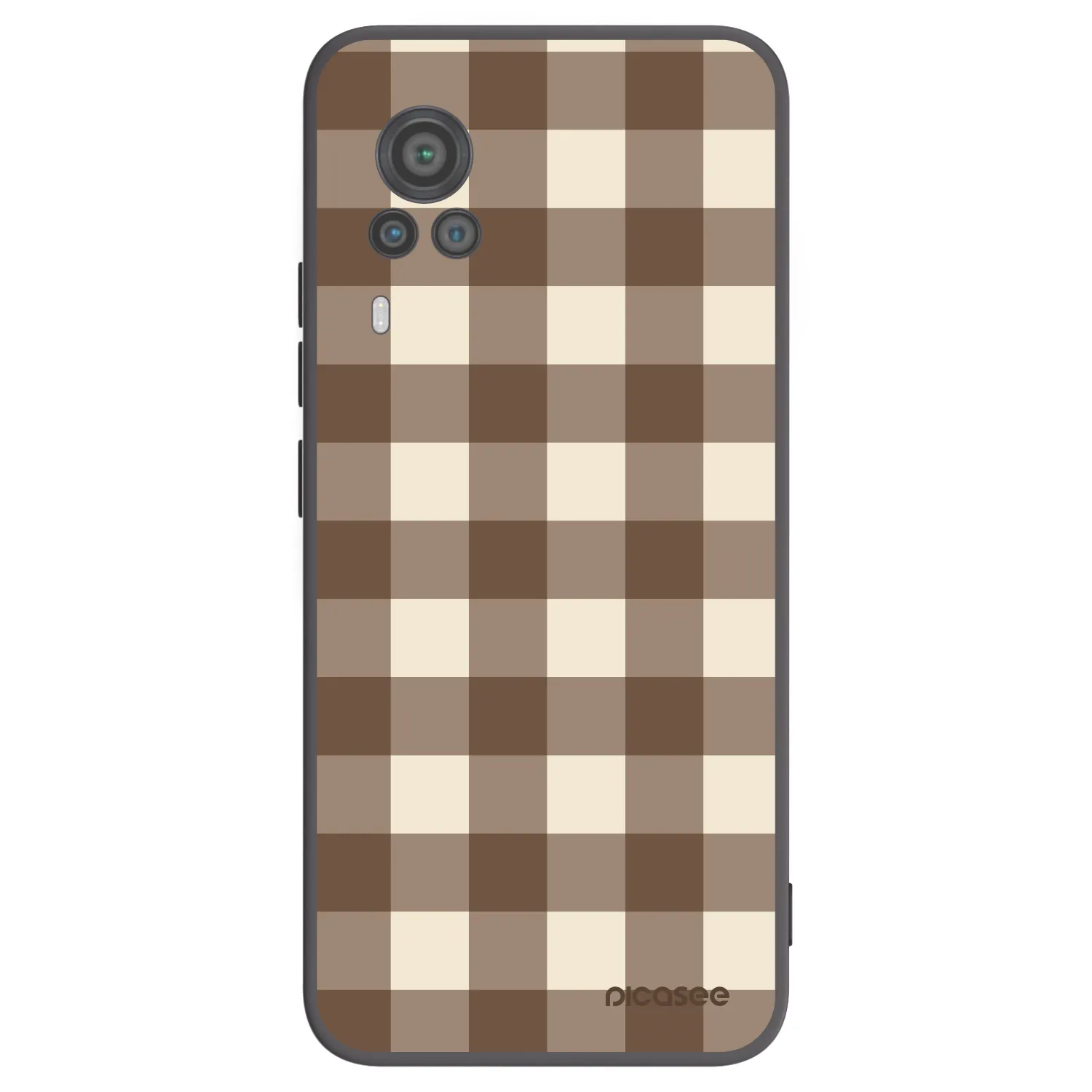Picasee silikonový černý obal pro Vivo X60 Pro 5G - Brown grid