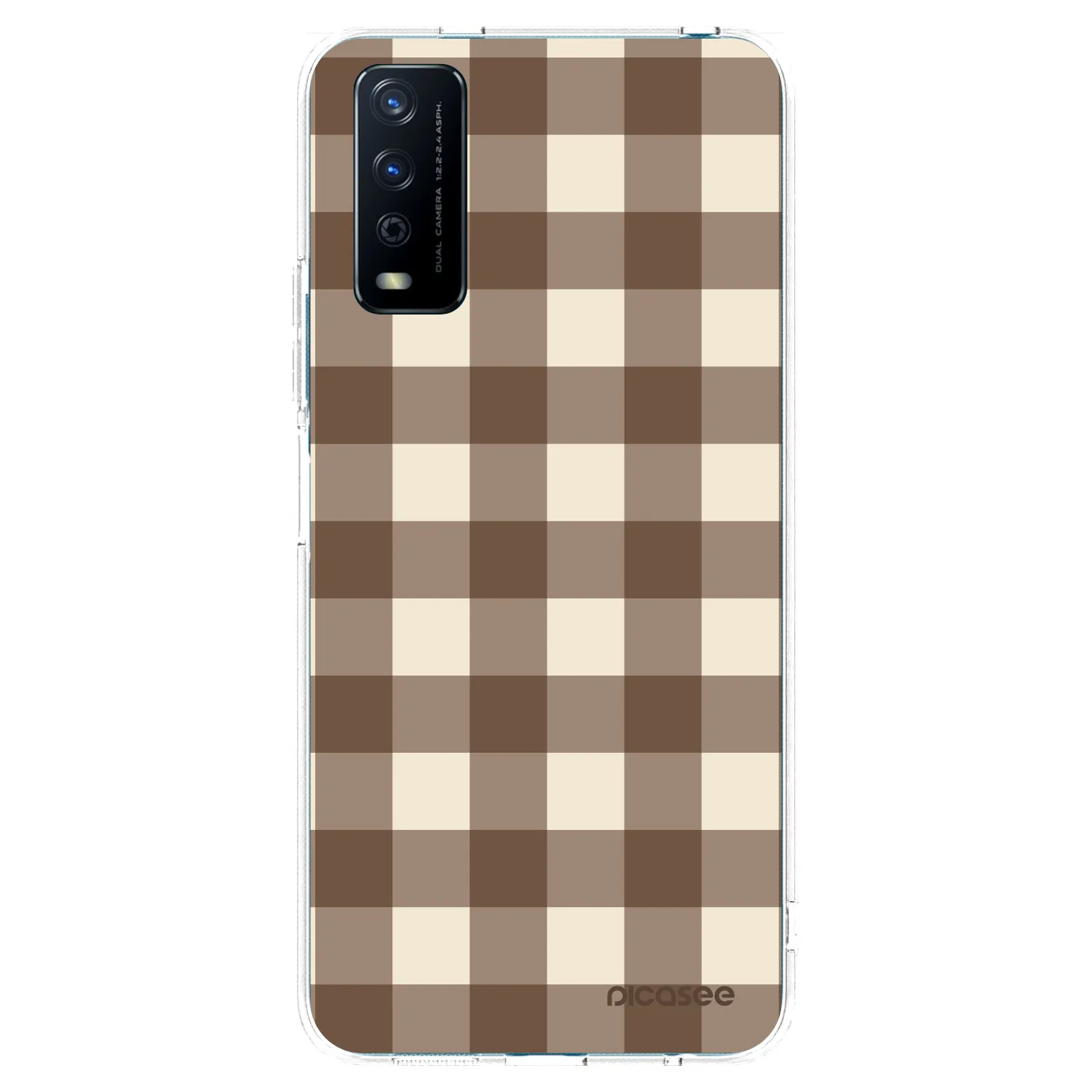 Picasee silikonový průhledný obal pro Vivo Y11s - Brown grid