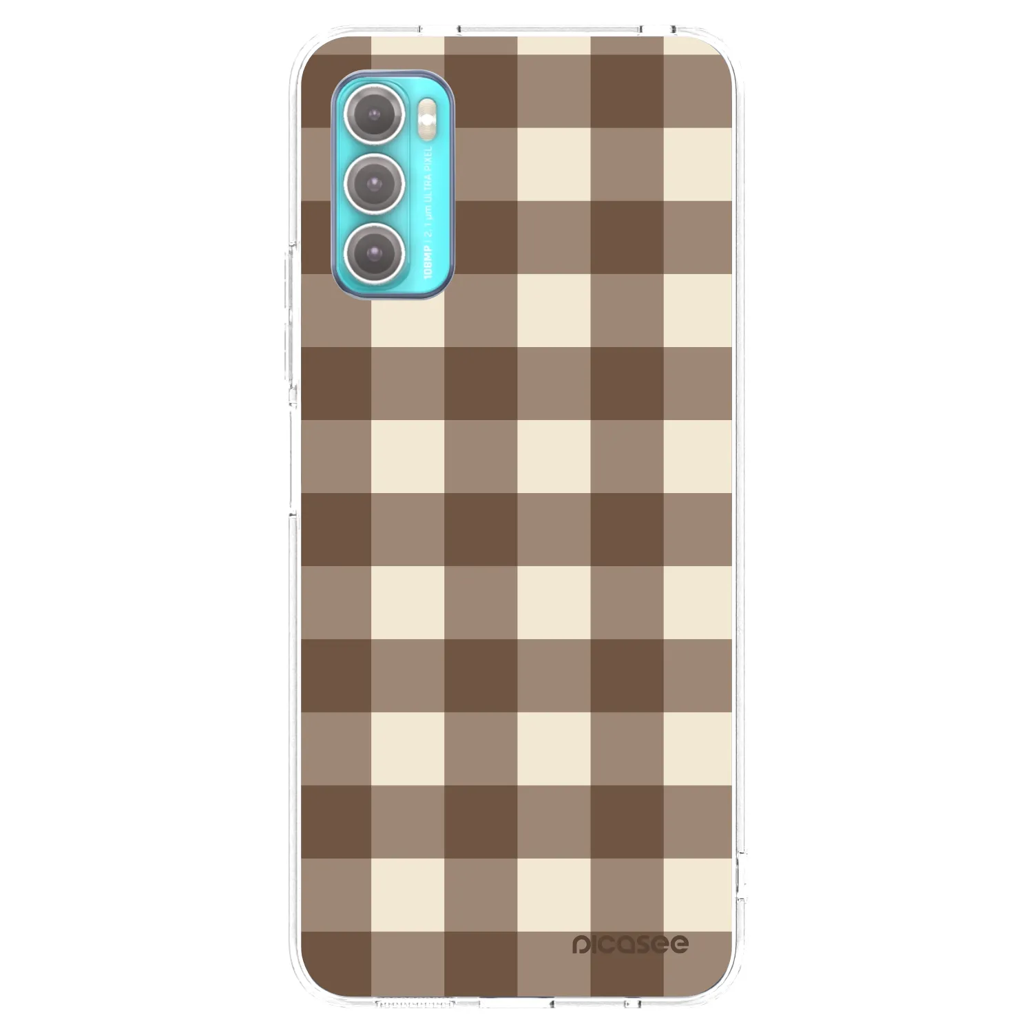 Picasee silikonový průhledný obal pro Motorola Moto G60 - Brown grid
