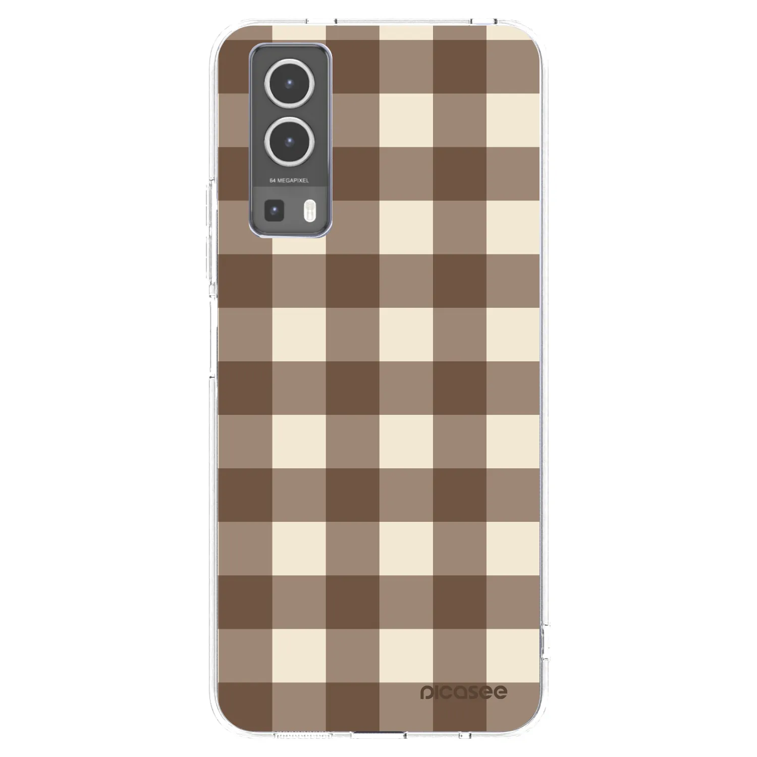 Picasee silikonový průhledný obal pro Vivo Y72 5G - Brown grid