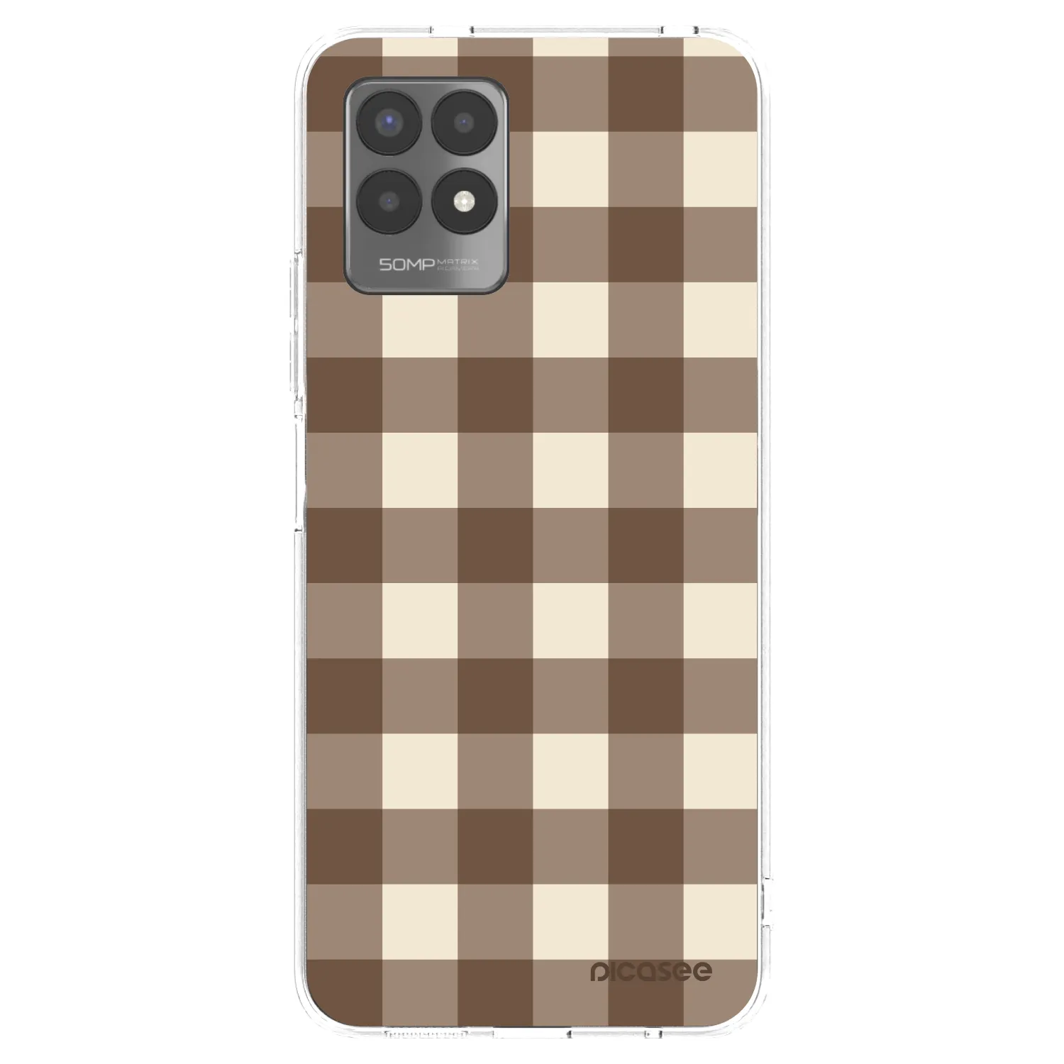 Picasee silikonový průhledný obal pro Realme 8i - Brown grid