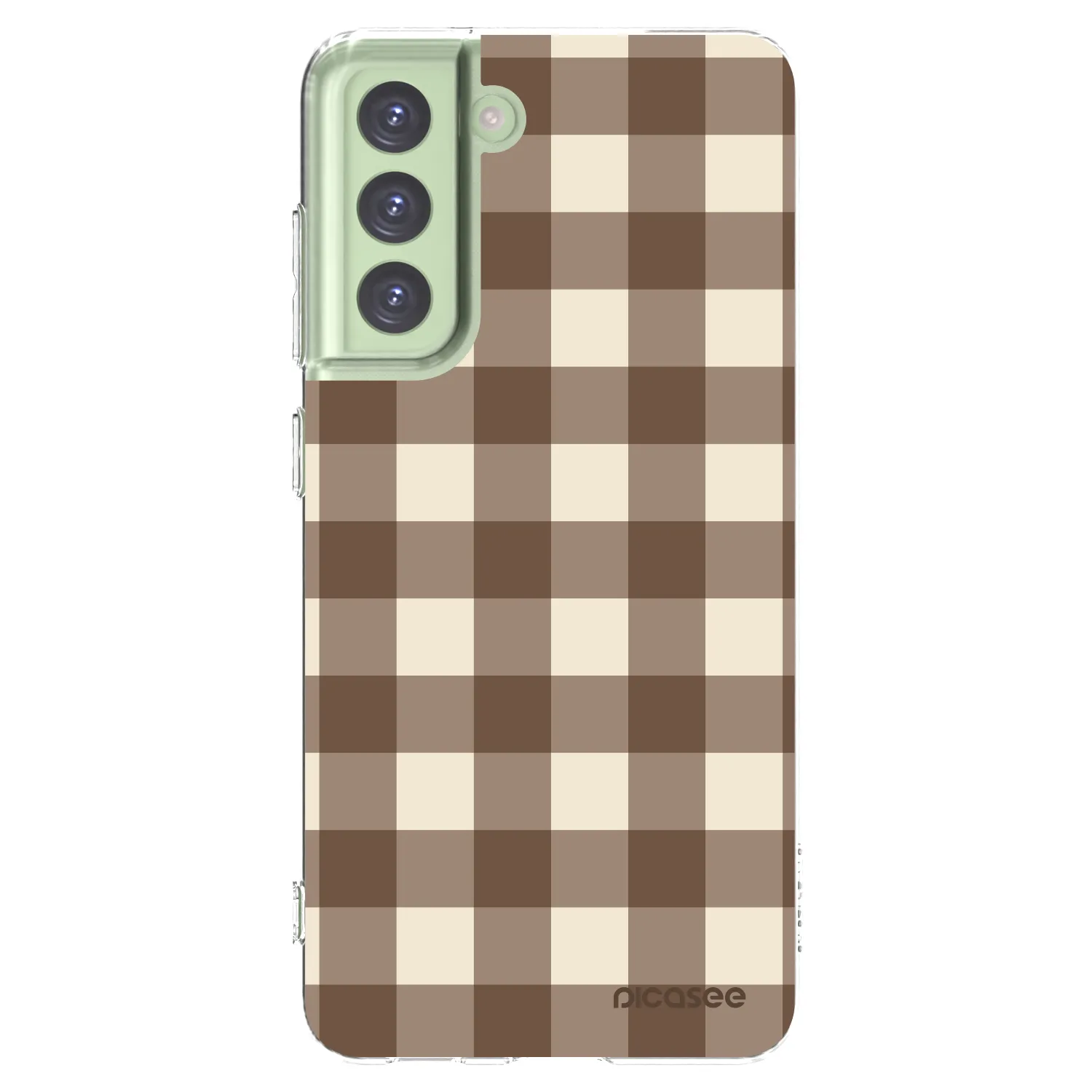 Picasee silikonový průhledný obal pro Samsung Galaxy S21 FE 5G - Brown grid